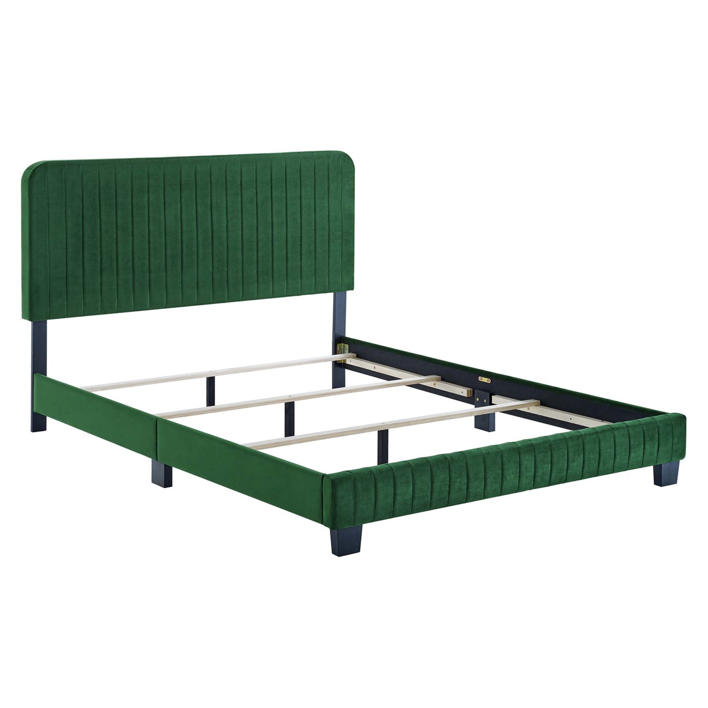 Cama tamaño queen con mechones de terciopelo de alto rendimiento Celine Channel de Modway