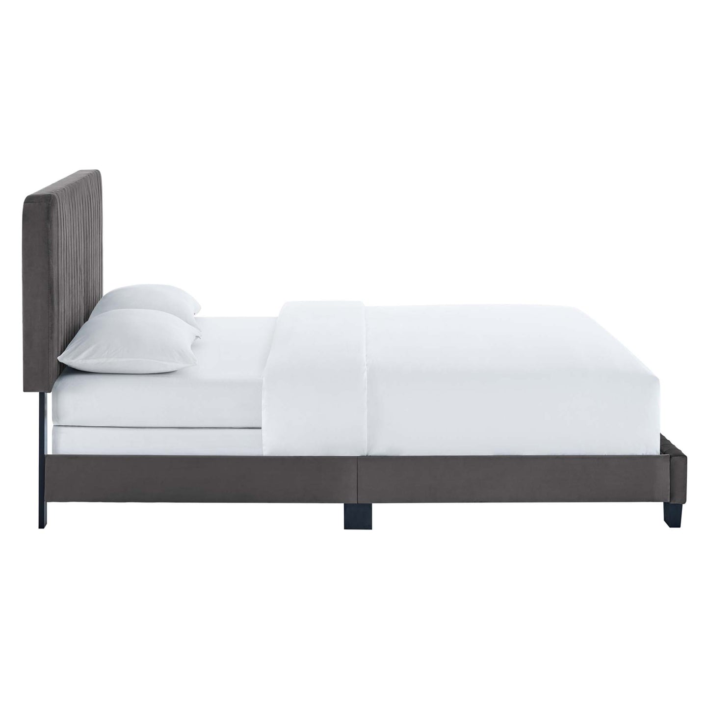 Cama tamaño queen con mechones de terciopelo de alto rendimiento Celine Channel de Modway