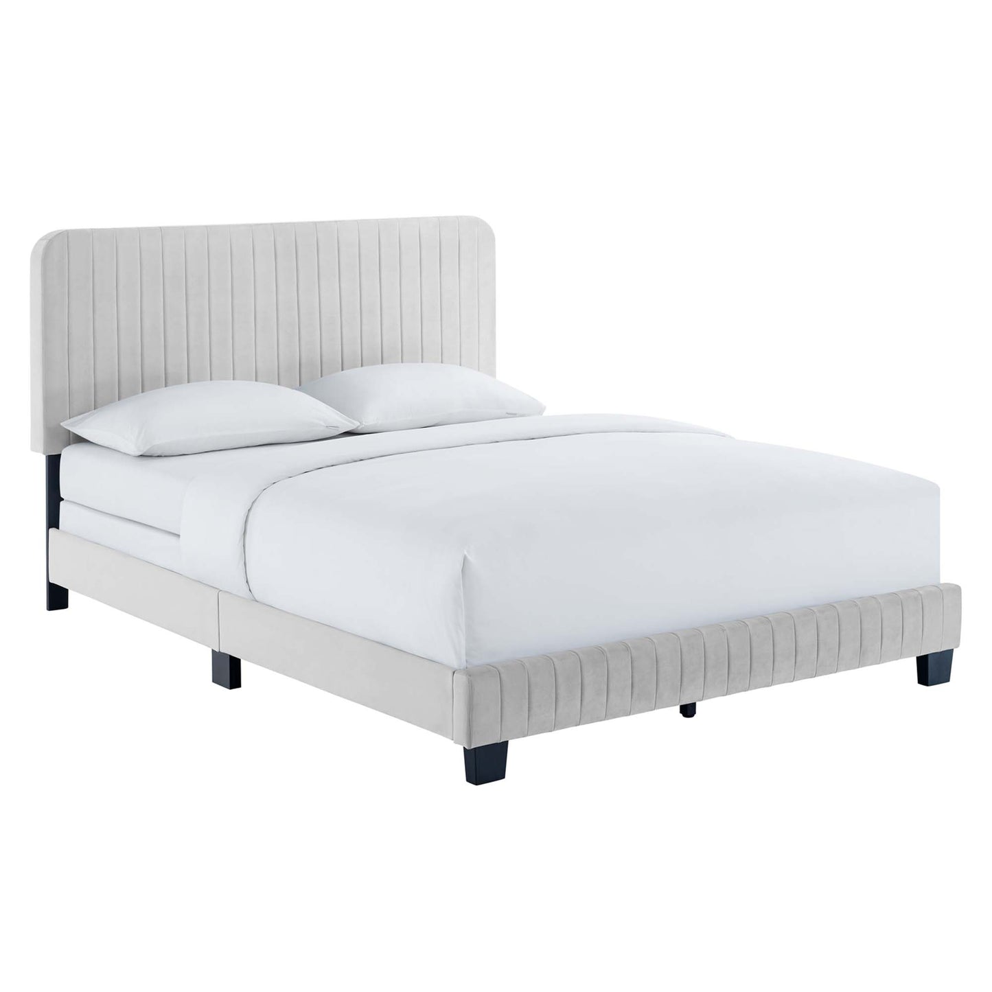 Cama tamaño queen con mechones de terciopelo de alto rendimiento Celine Channel de Modway