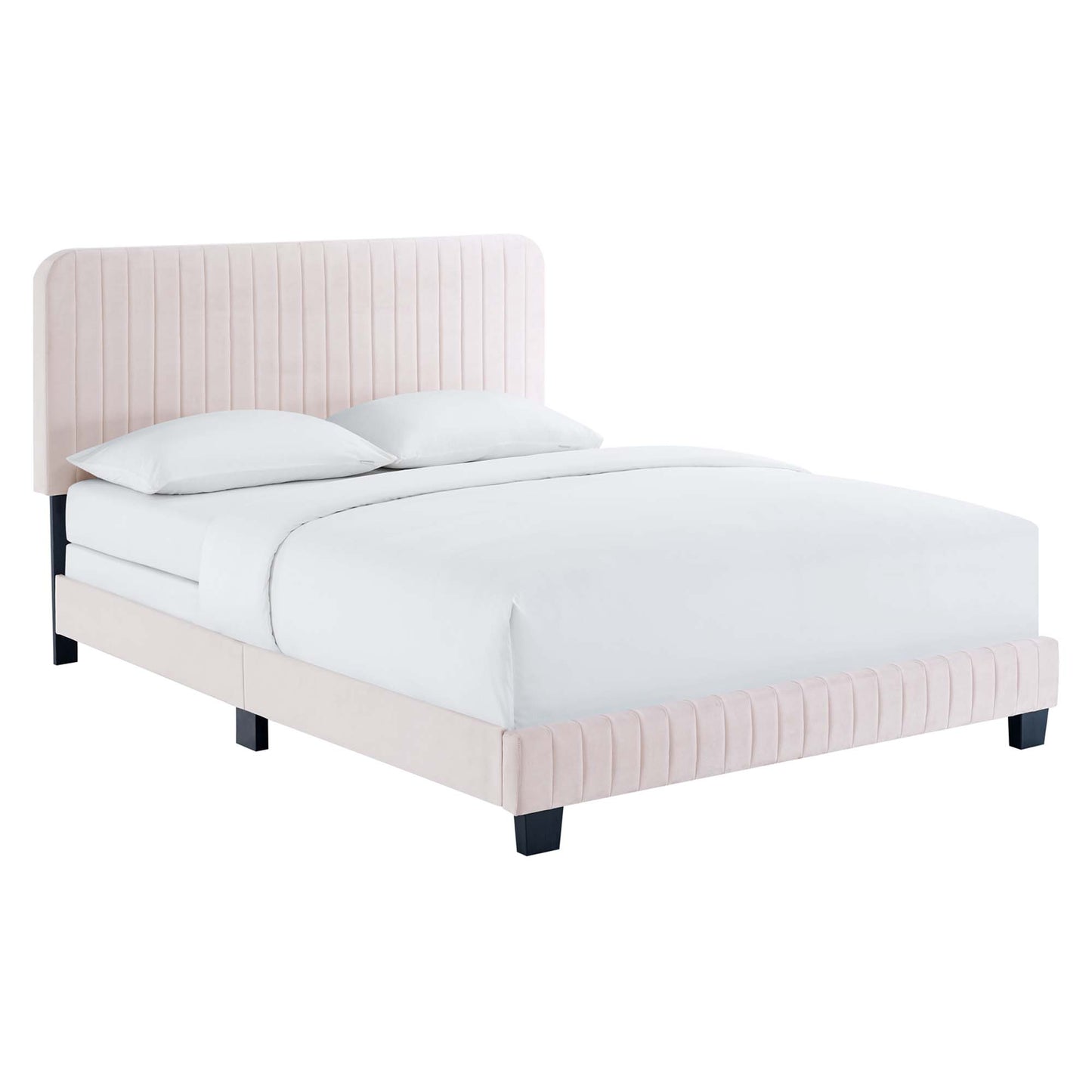 Cama tamaño queen con mechones de terciopelo de alto rendimiento Celine Channel de Modway