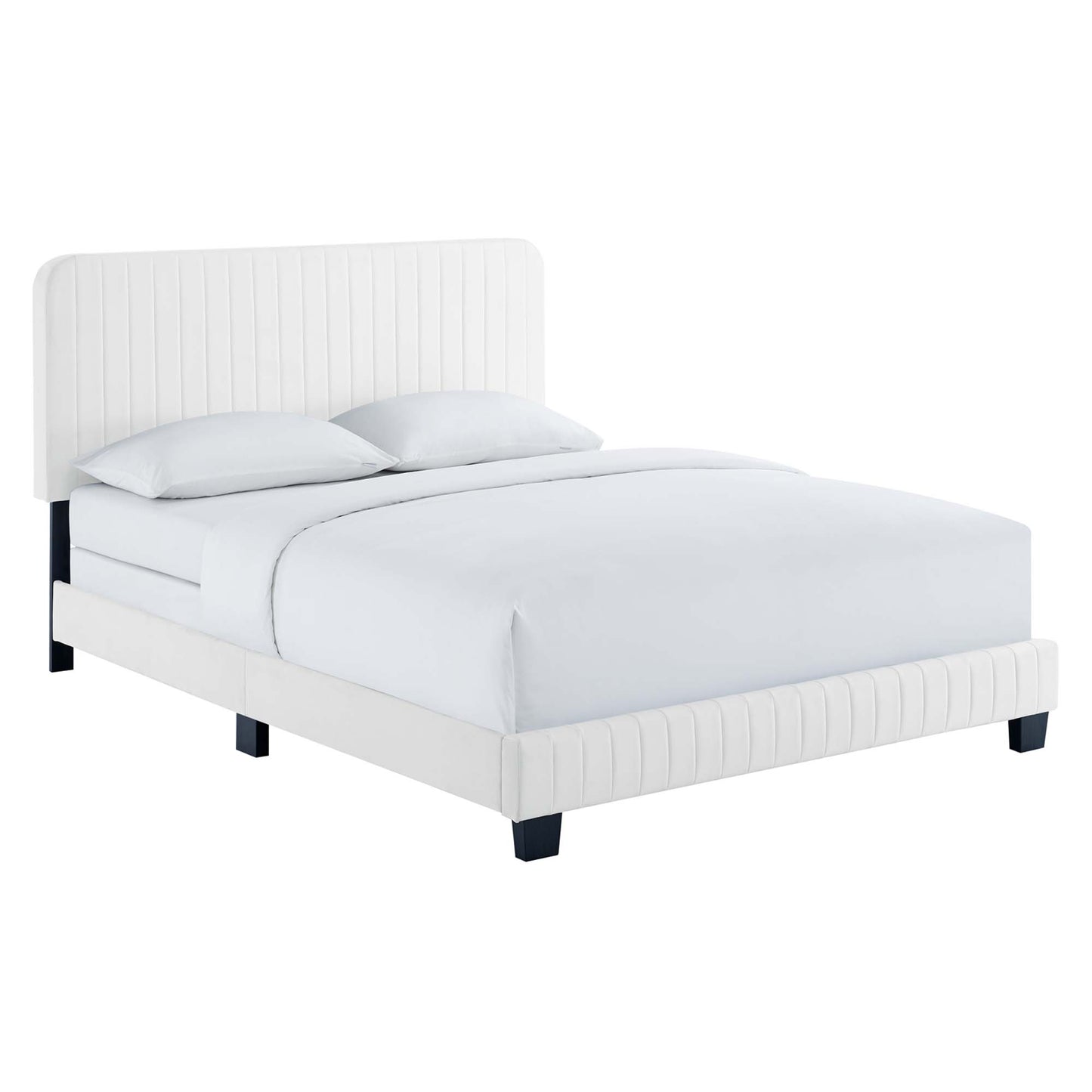 Cama tamaño queen con mechones de terciopelo de alto rendimiento Celine Channel de Modway