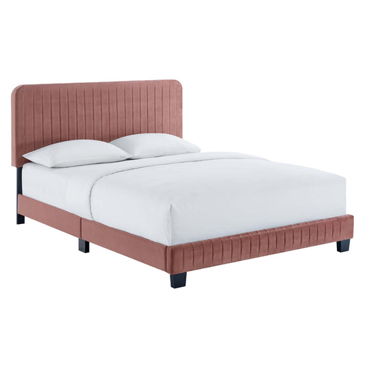 Celine Channel Tufted Performance Velvet King Platform Bed