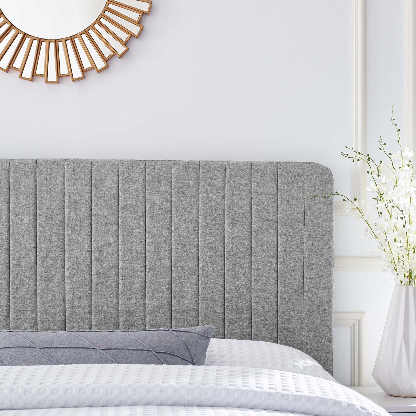 Milenna Channel Tufted Upholstered Fabric Twin Headboard