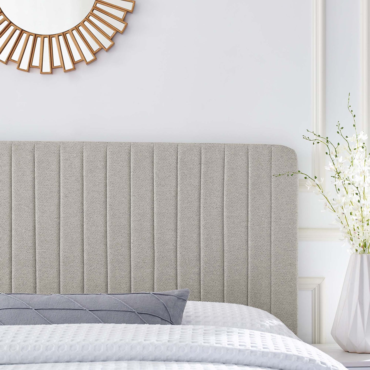 Milenna Channel Tufted Upholstered Fabric Twin Headboard