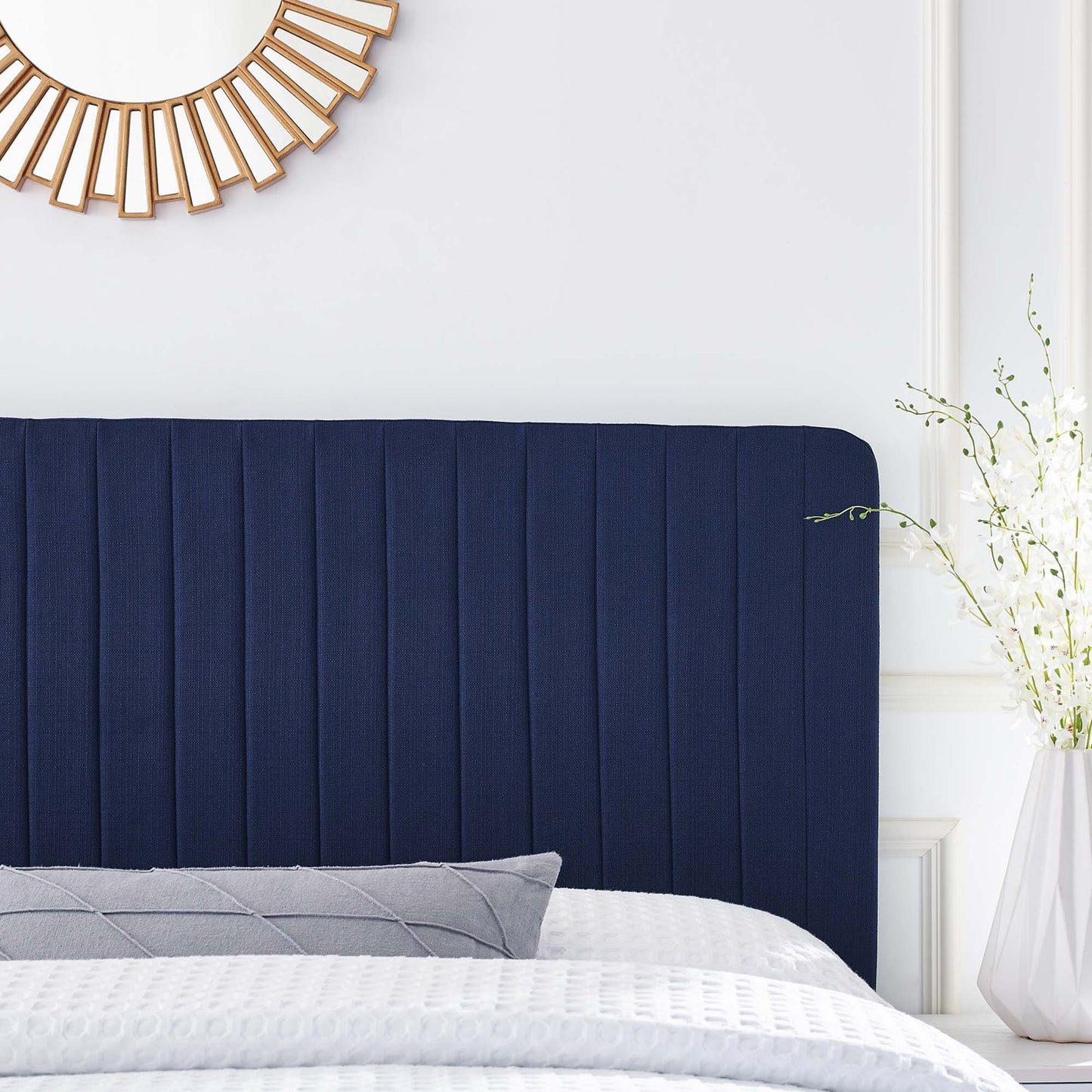 Milenna Channel Tufted Upholstered Fabric Twin Headboard