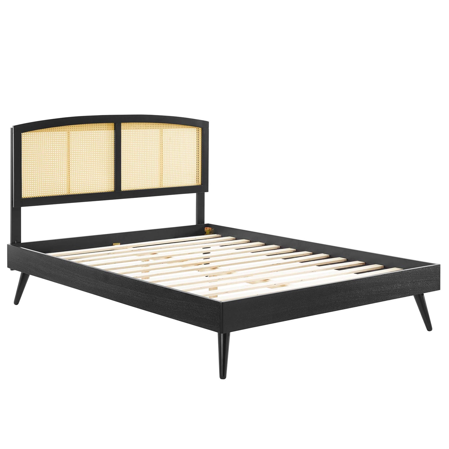 Sierra Cane and Wood Queen Platform Bed With Splayed Legs