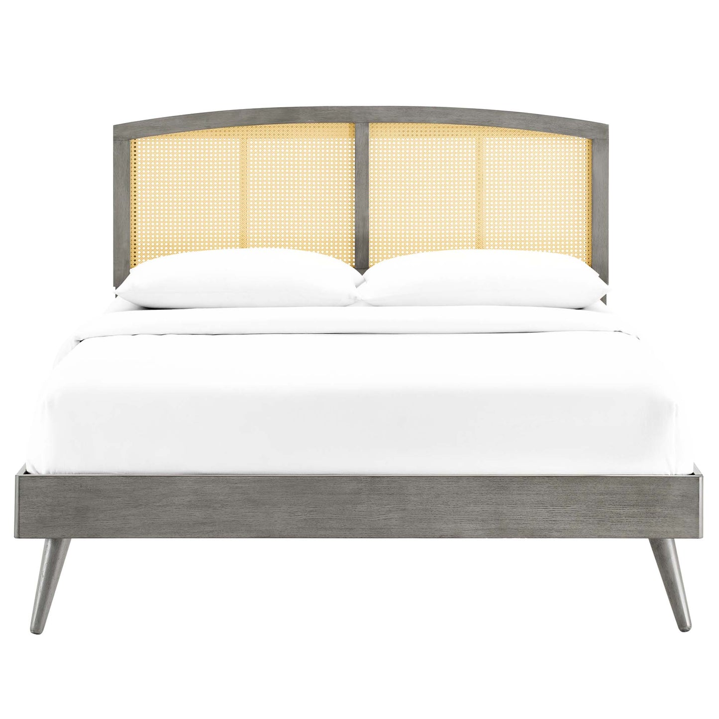 Sierra Cane and Wood Queen Platform Bed With Splayed Legs