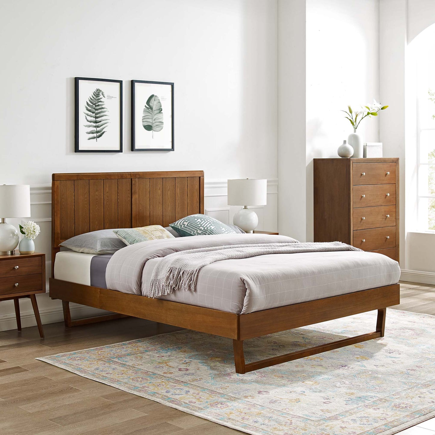 Alana Wood Queen Platform Bed With Angular Frame