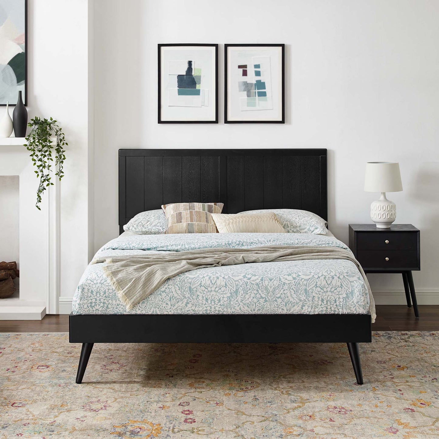 Alana Wood Queen Platform Bed With Splayed Legs