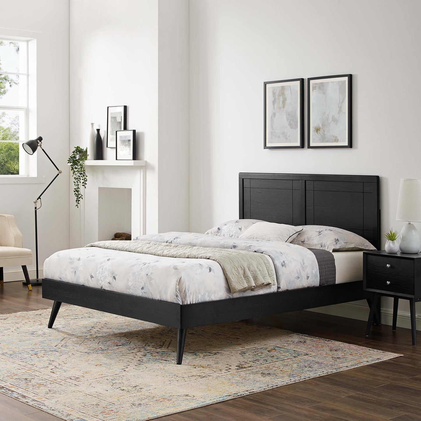 Cama Queen con plataforma de madera Marlee y patas separadas de Modway