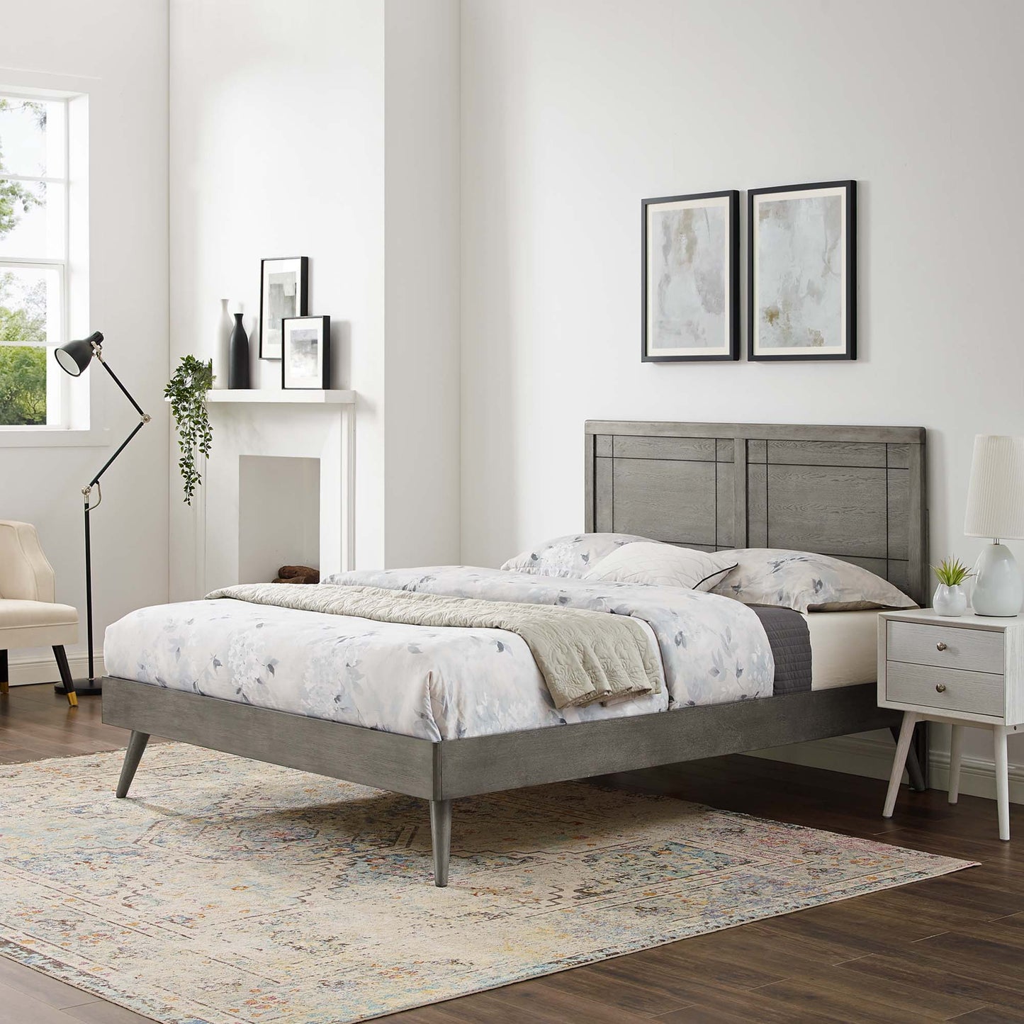 Cama Queen con plataforma de madera Marlee y patas separadas de Modway