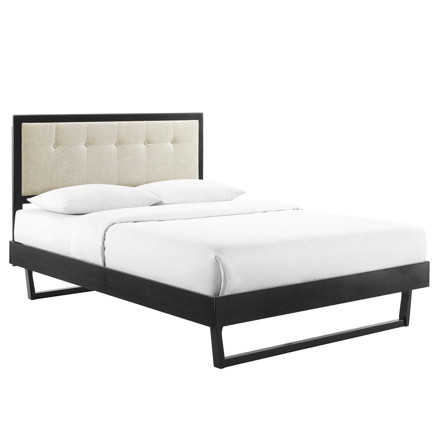 Willow Wood Queen Platform Bed With Angular Frame