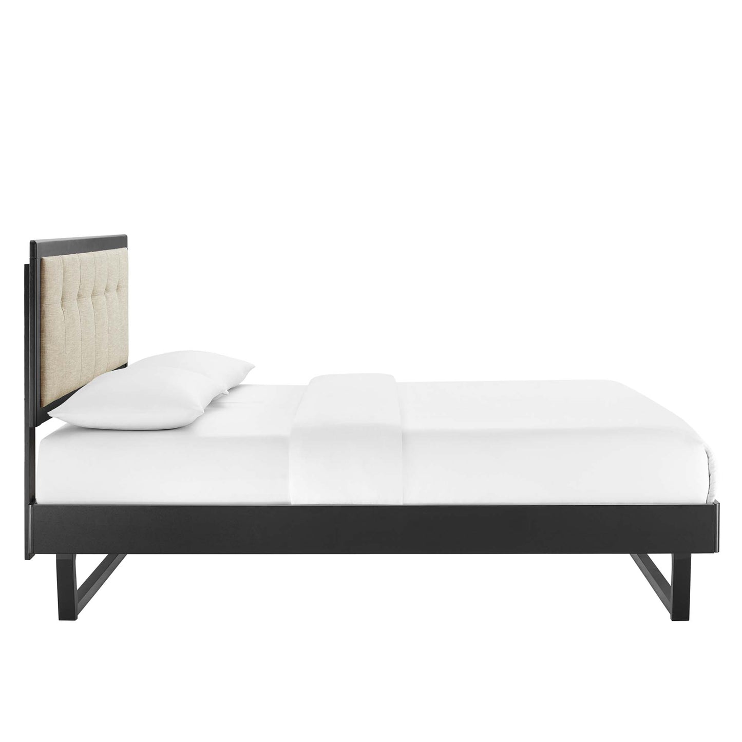 Willow Wood Queen Platform Bed With Angular Frame