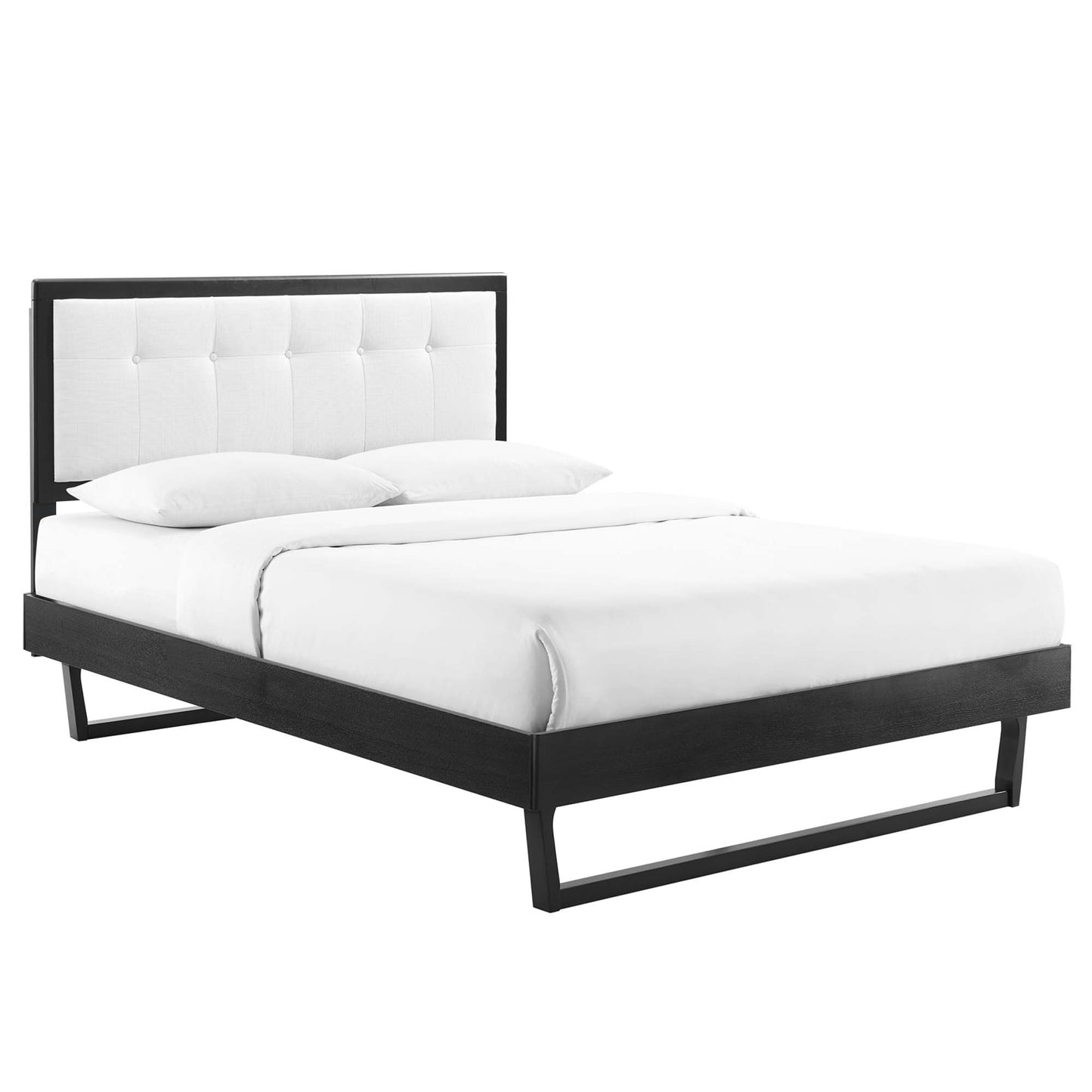 Willow Wood Queen Platform Bed With Angular Frame