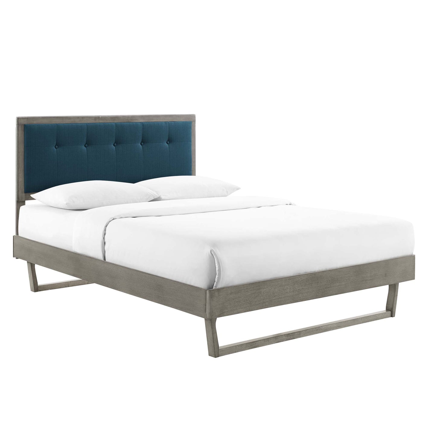 Willow Wood Queen Platform Bed With Angular Frame