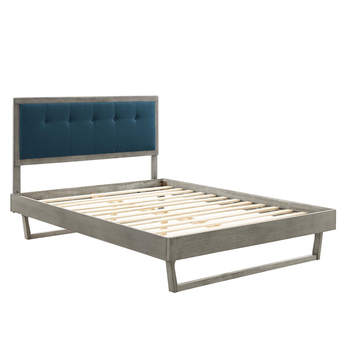 Willow Wood Queen Platform Bed With Angular Frame