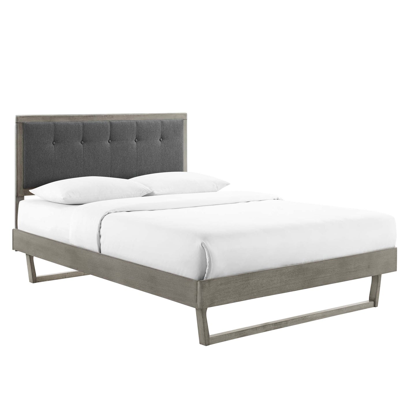 Willow Wood Queen Platform Bed With Angular Frame