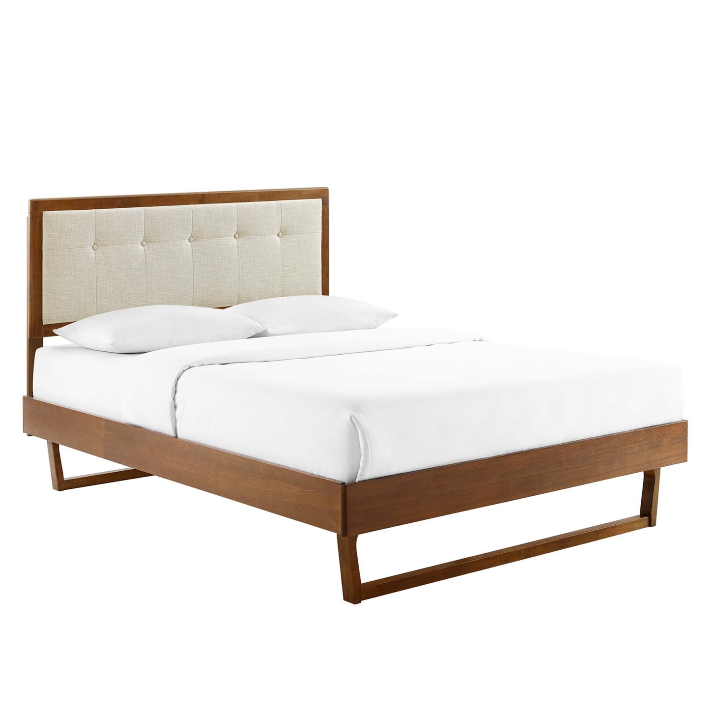 Willow Wood Queen Platform Bed With Angular Frame