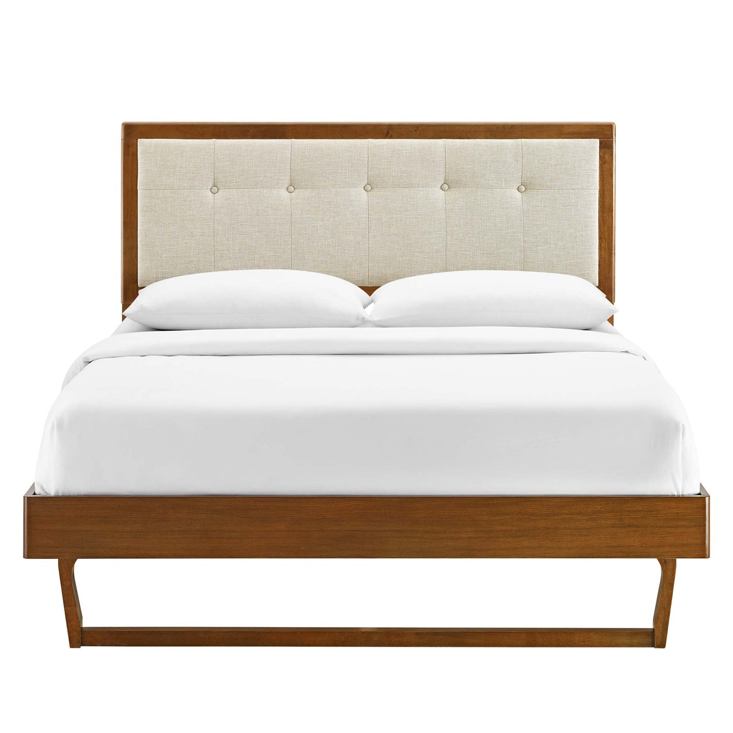 Willow Wood Queen Platform Bed With Angular Frame