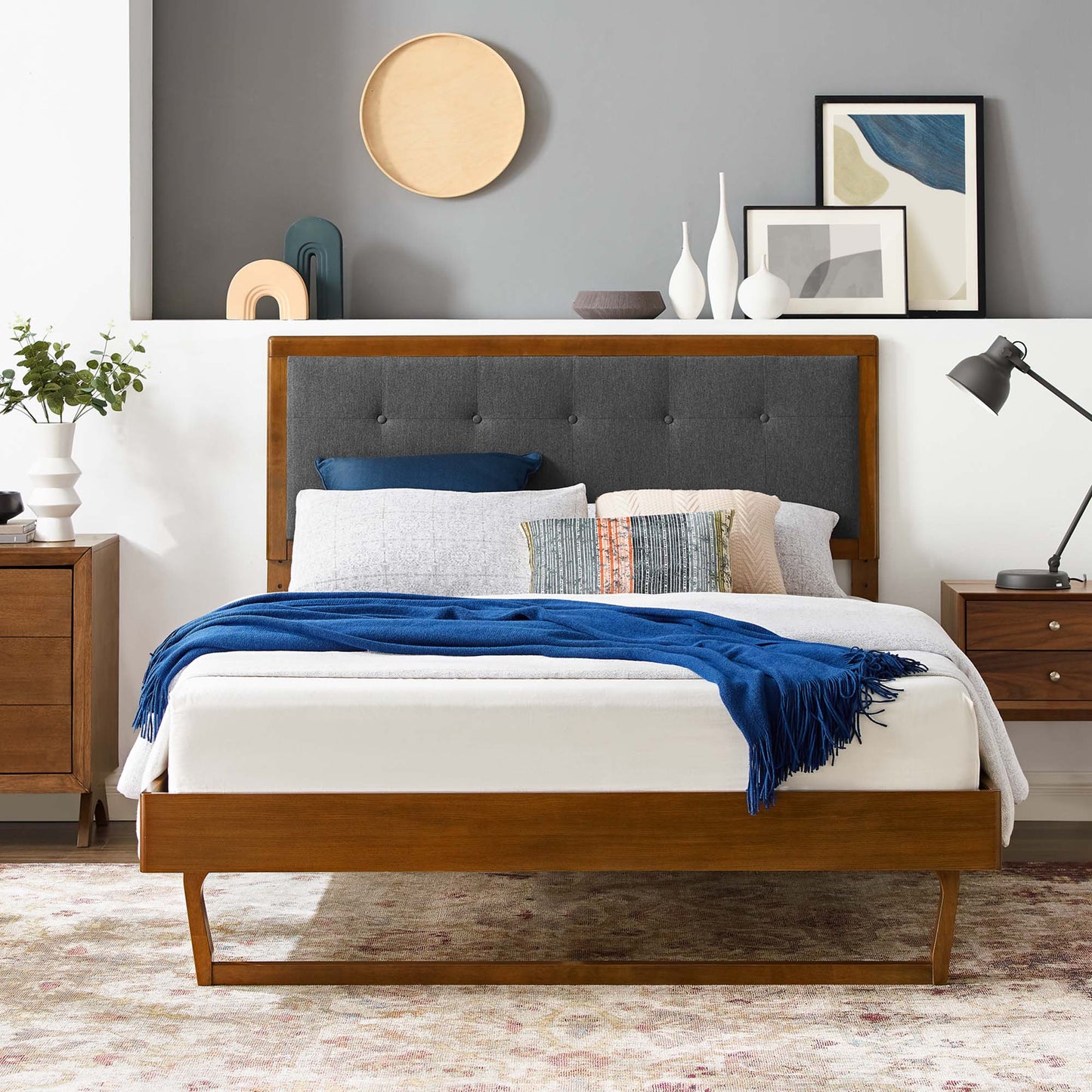 Willow Wood Queen Platform Bed With Angular Frame