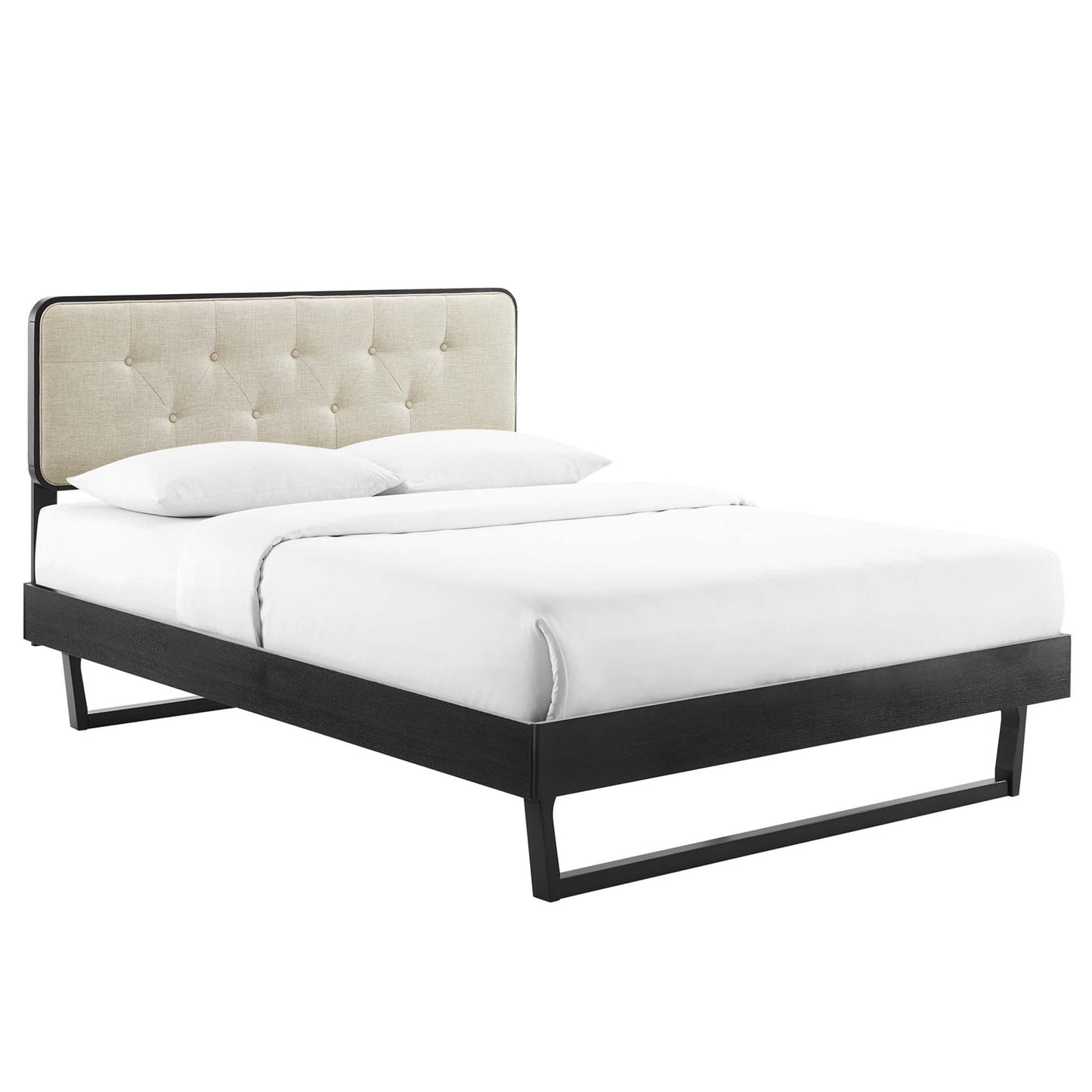 Bridgette Wood Queen Platform Bed With Angular Frame