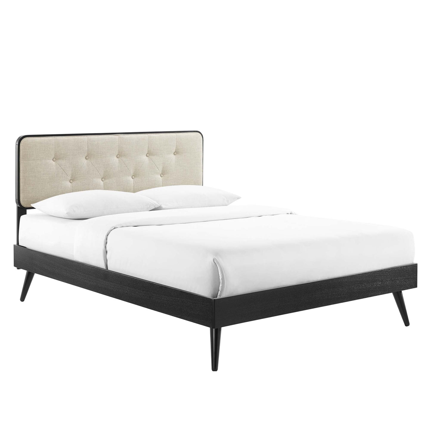 Bridgette Wood Queen Platform Bed With Splayed Legs