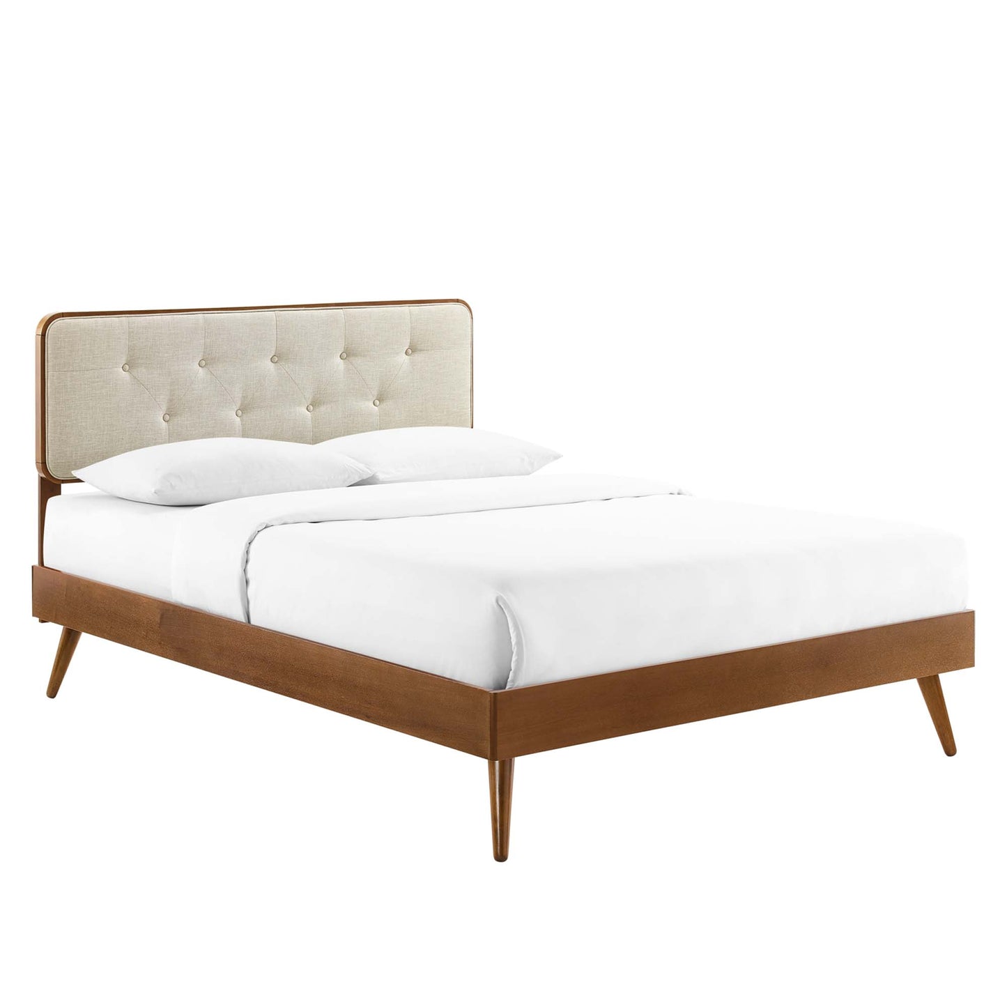 Bridgette Wood Queen Platform Bed With Splayed Legs