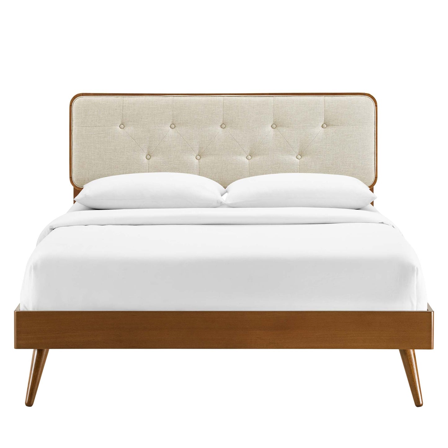 Bridgette Wood Queen Platform Bed With Splayed Legs