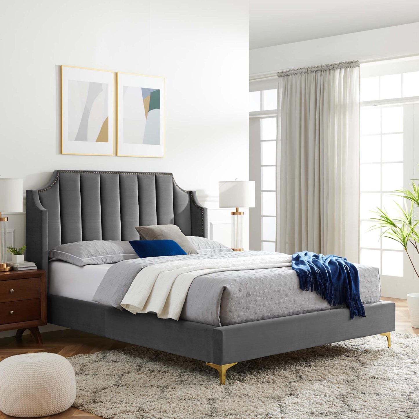 Daniella Performance Velvet Queen Platform Bed