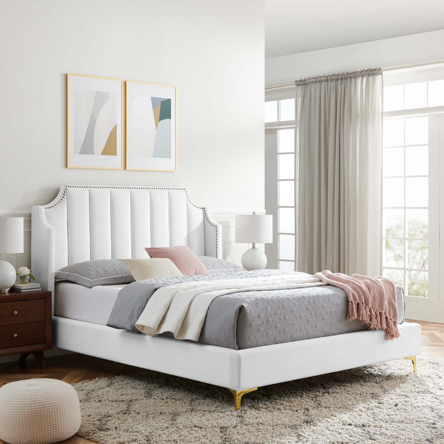 Daniella Performance Velvet Queen Platform Bed