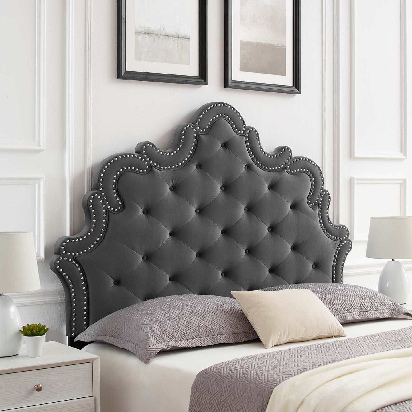 Arabella Button-Tufted Performance Velvet Twin Headboard