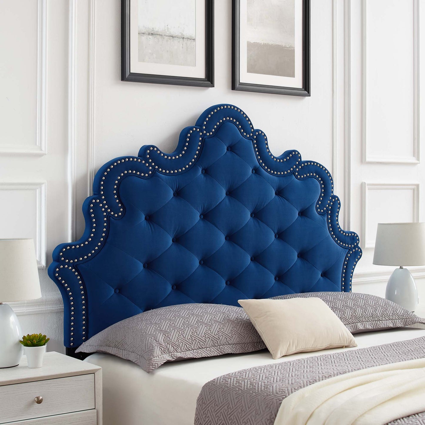 Arabella Button-Tufted Performance Velvet Twin Headboard