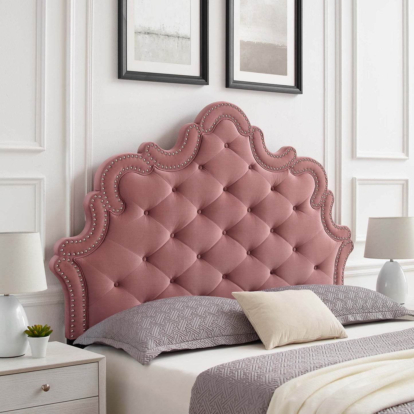 Arabella Button-Tufted Performance Velvet King/California King Headboard