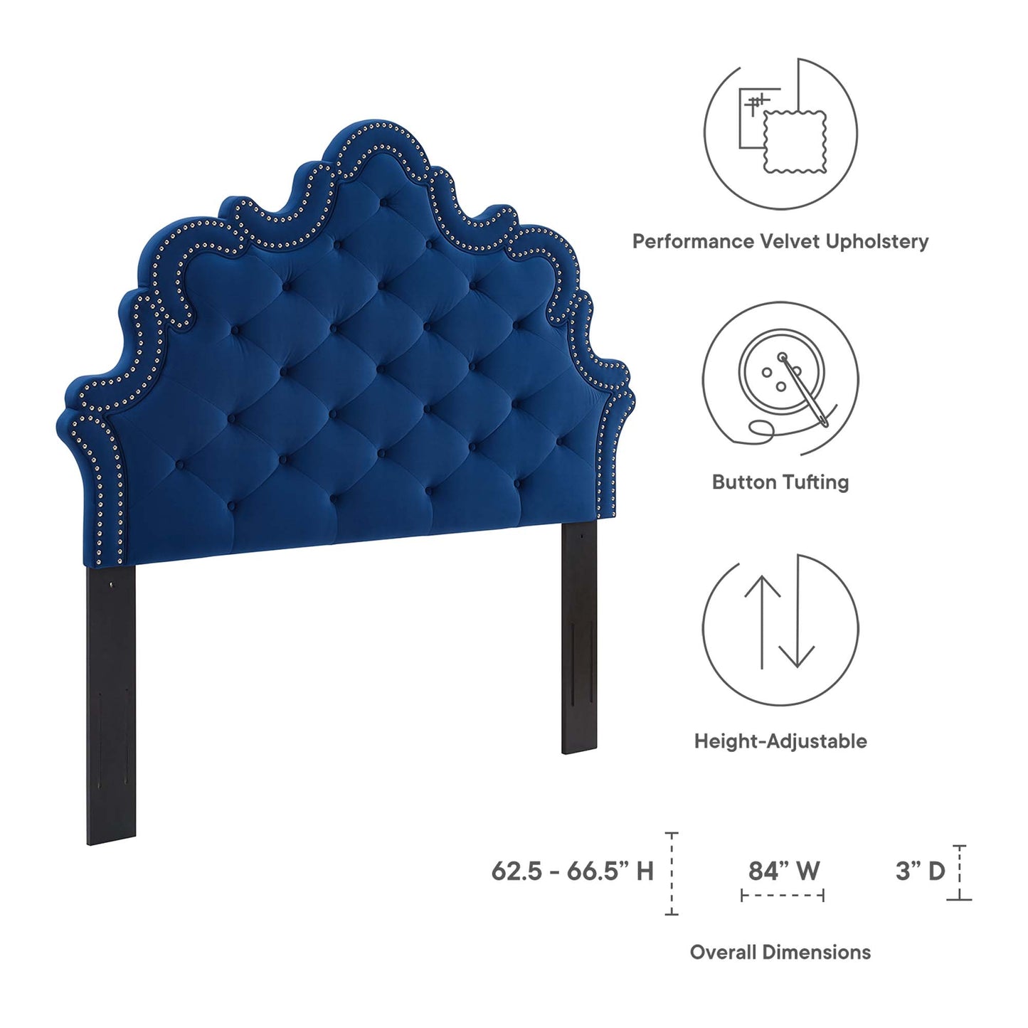 Arabella Button-Tufted Performance Velvet King/California King Headboard