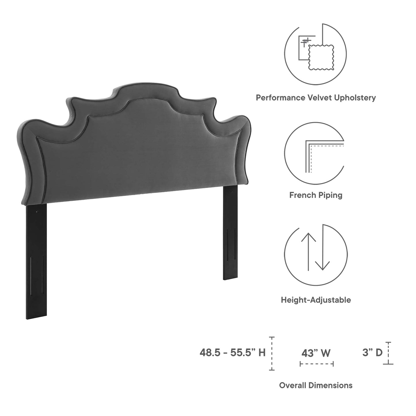 Evangeline Performance Velvet Twin Headboard