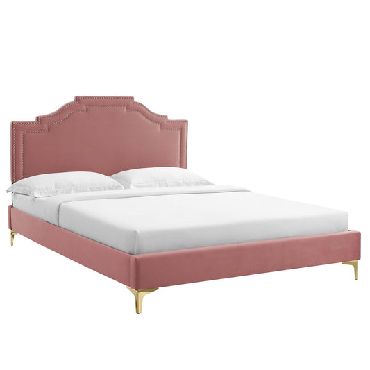 Adelaide Performance Velvet Queen Platform Bed