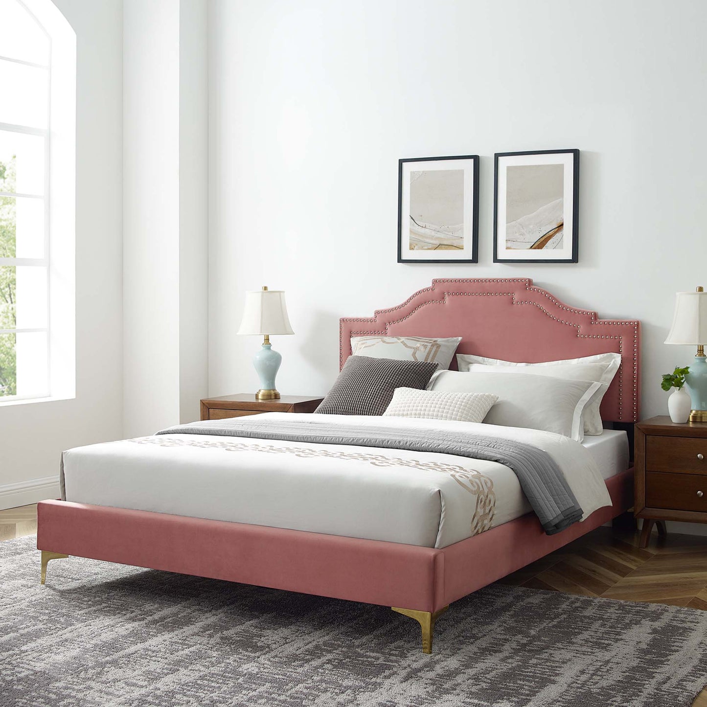 Adelaide Performance Velvet Queen Platform Bed