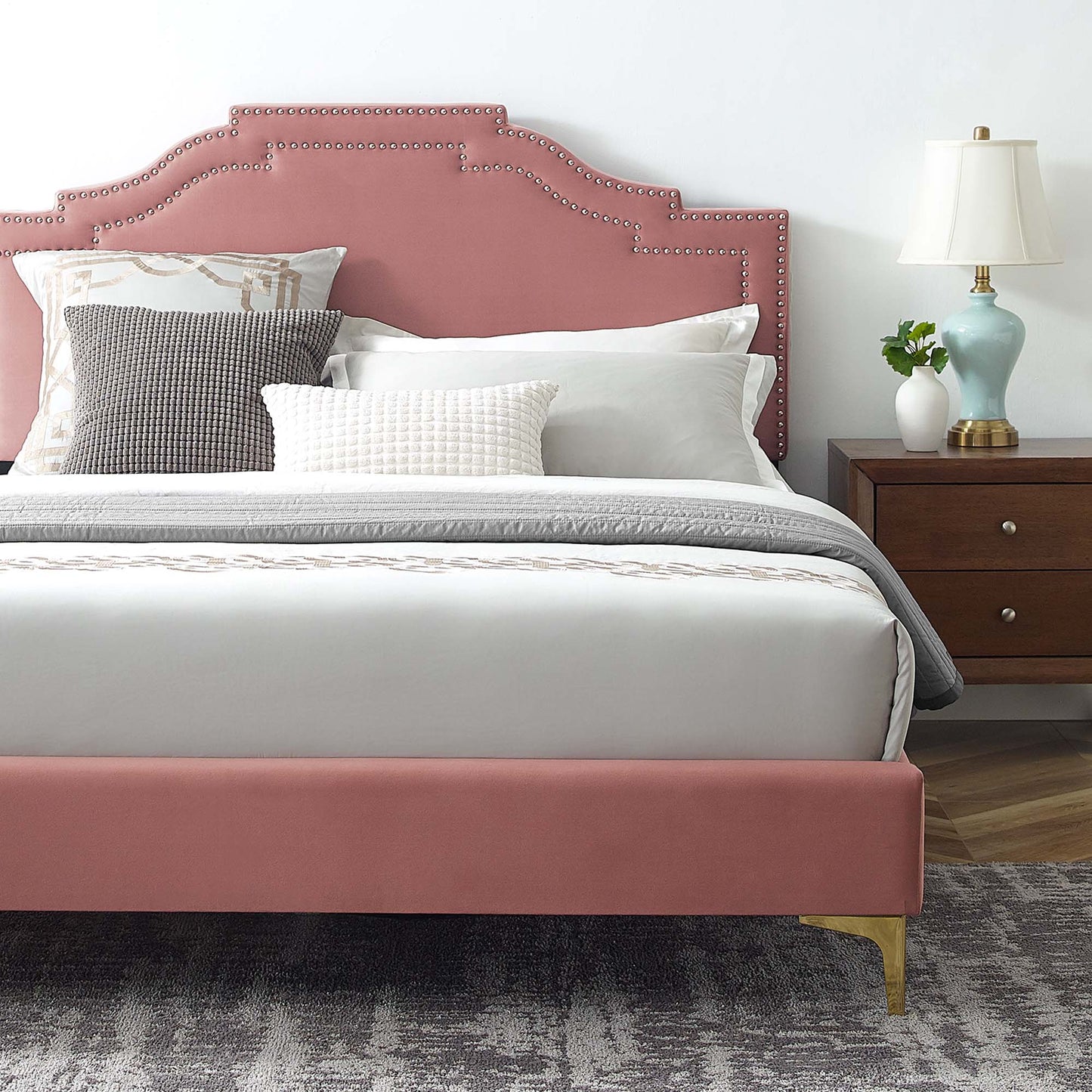 Adelaide Performance Velvet Queen Platform Bed