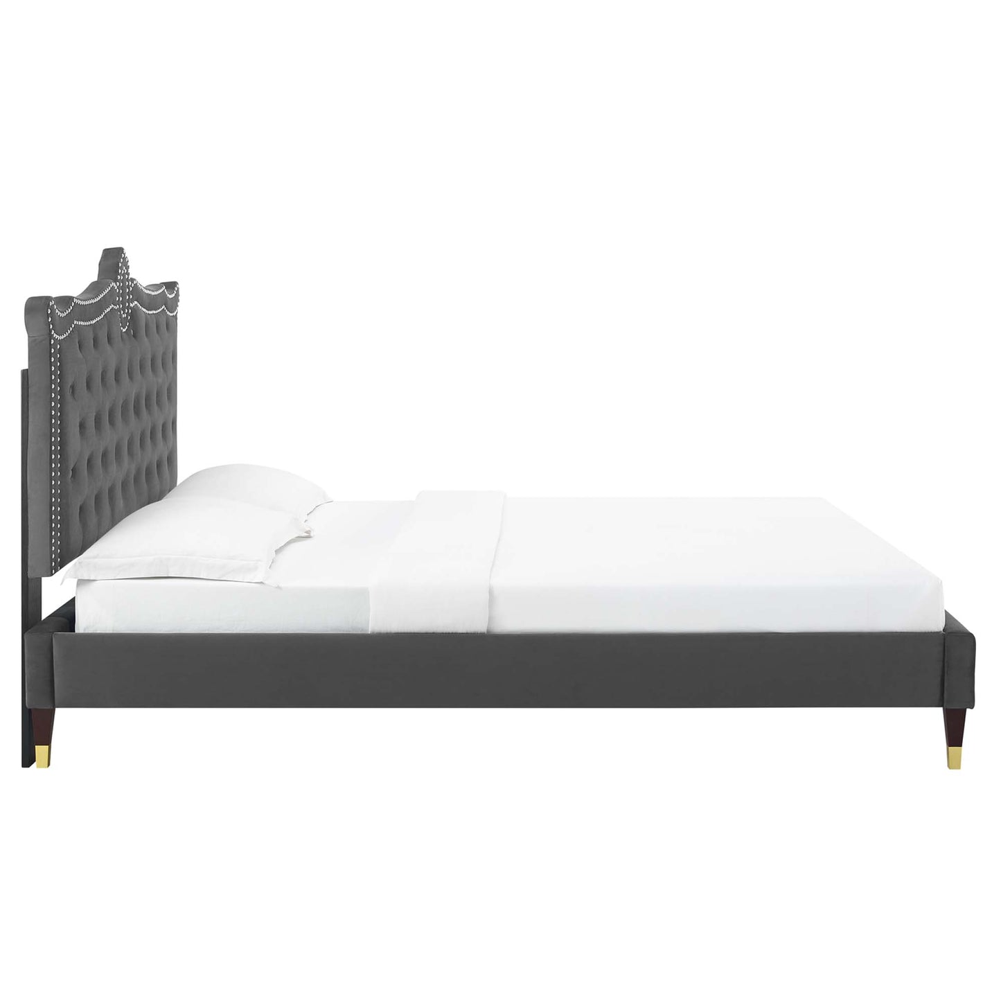 Clara Performance Velvet Queen Platform Bed