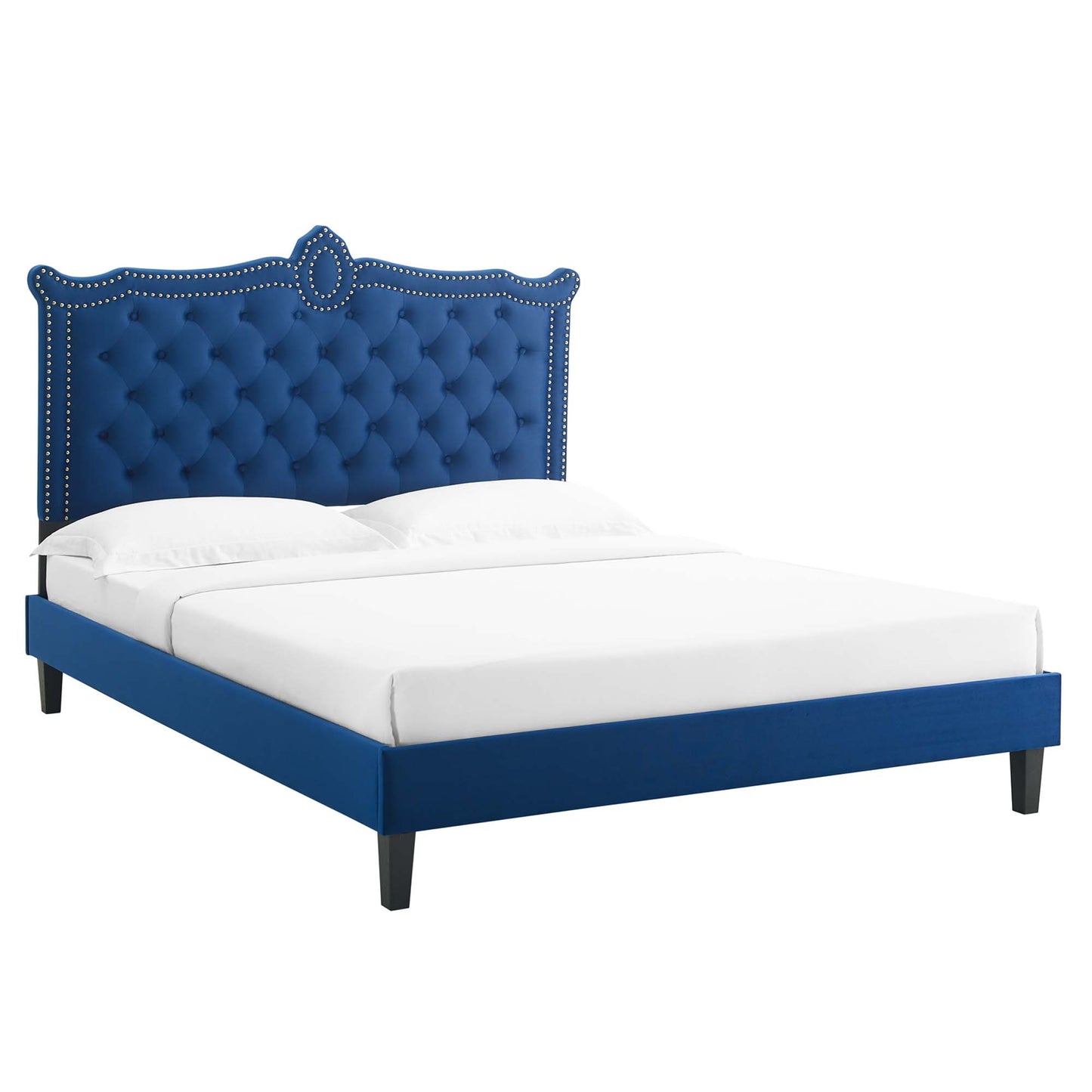 Cama Queen con plataforma de terciopelo Clara Performance de Modway