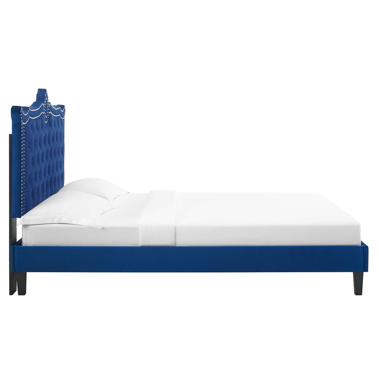 Cama Queen con plataforma de terciopelo Clara Performance de Modway