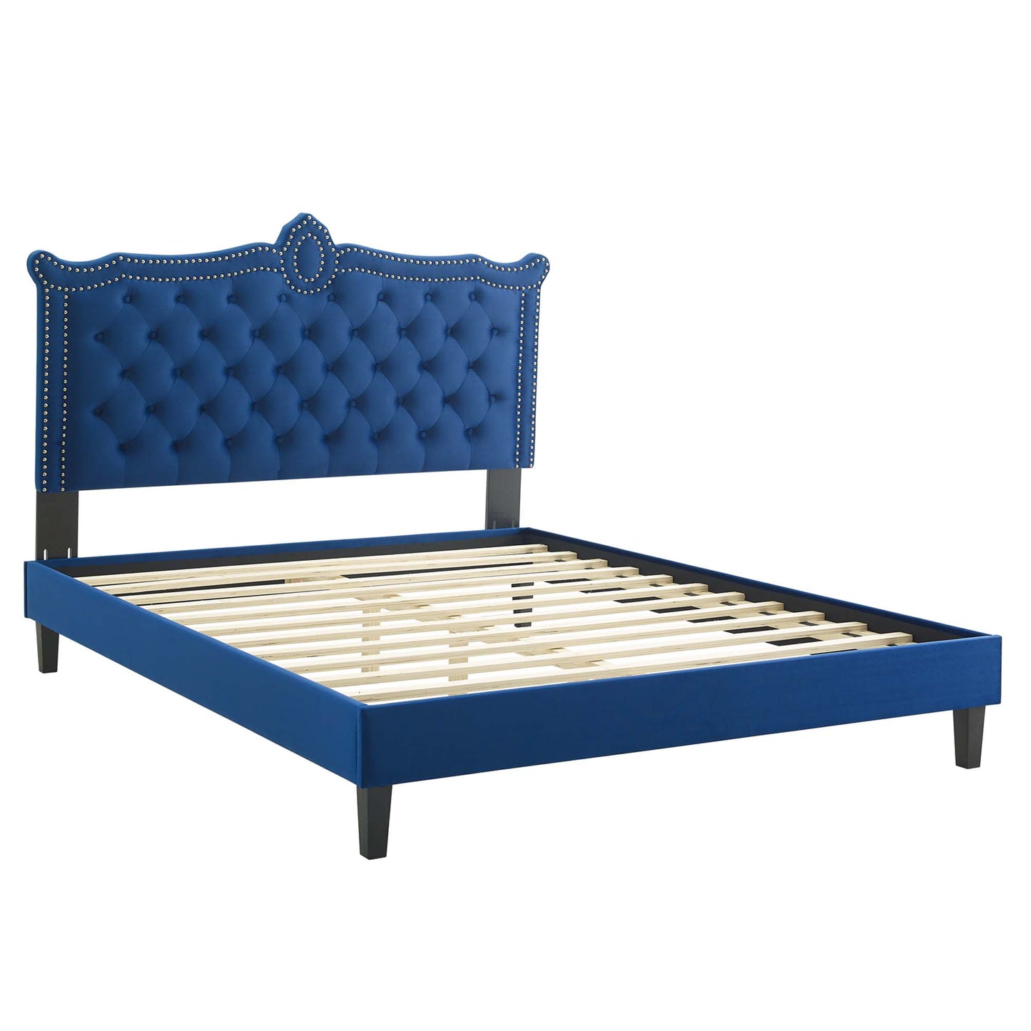 Cama Queen con plataforma de terciopelo Clara Performance de Modway