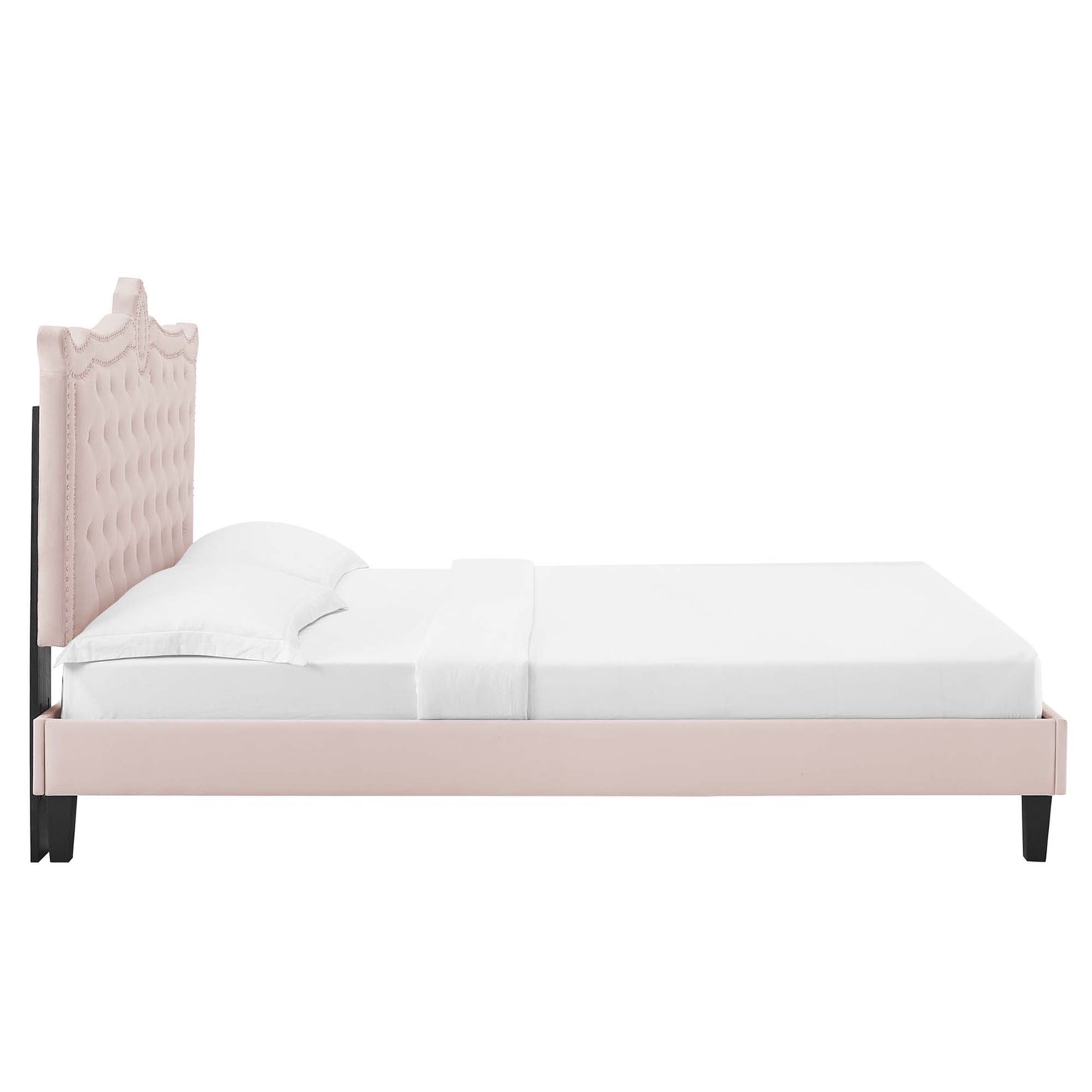 Cama Queen con plataforma de terciopelo Clara Performance de Modway