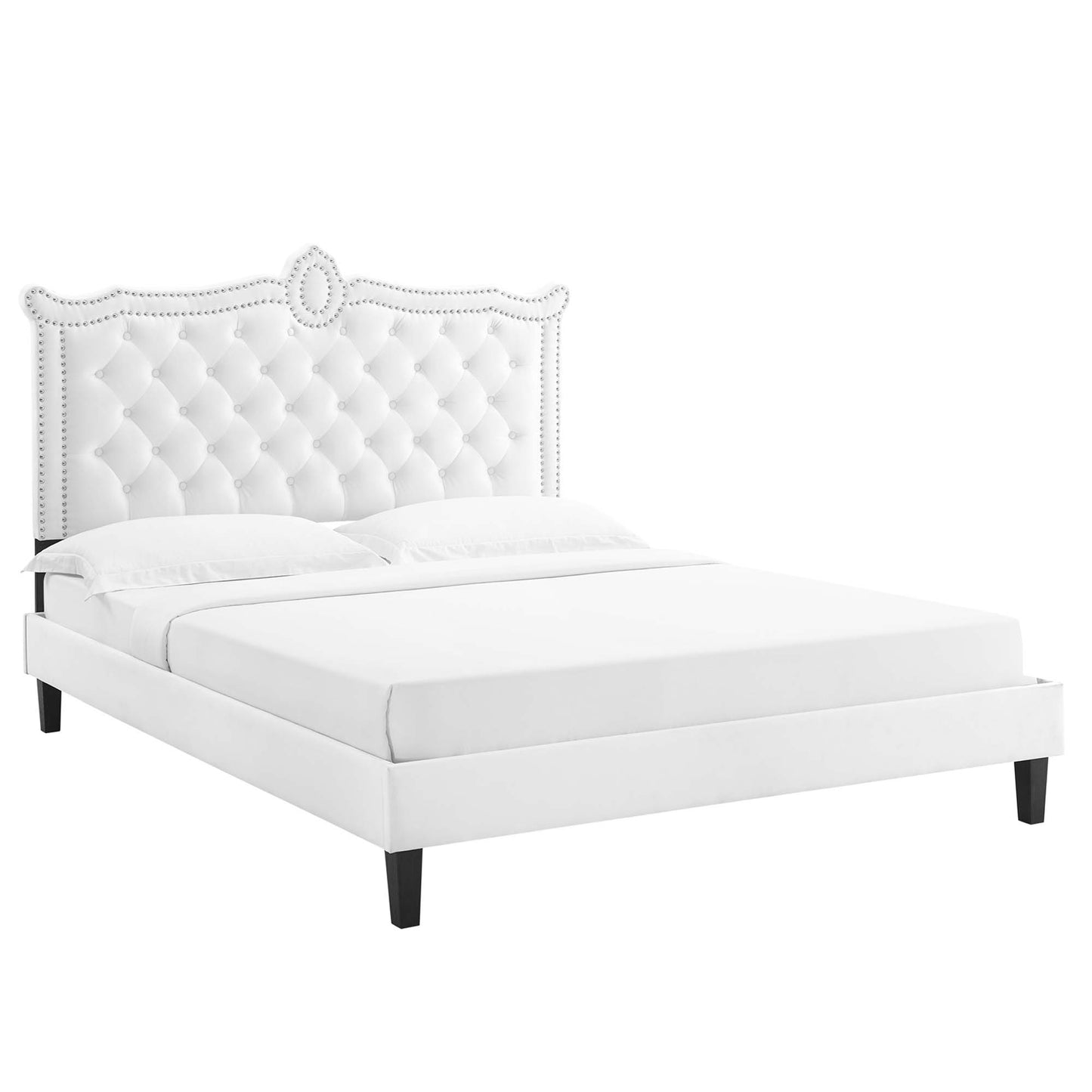 Cama Queen con plataforma de terciopelo Clara Performance de Modway