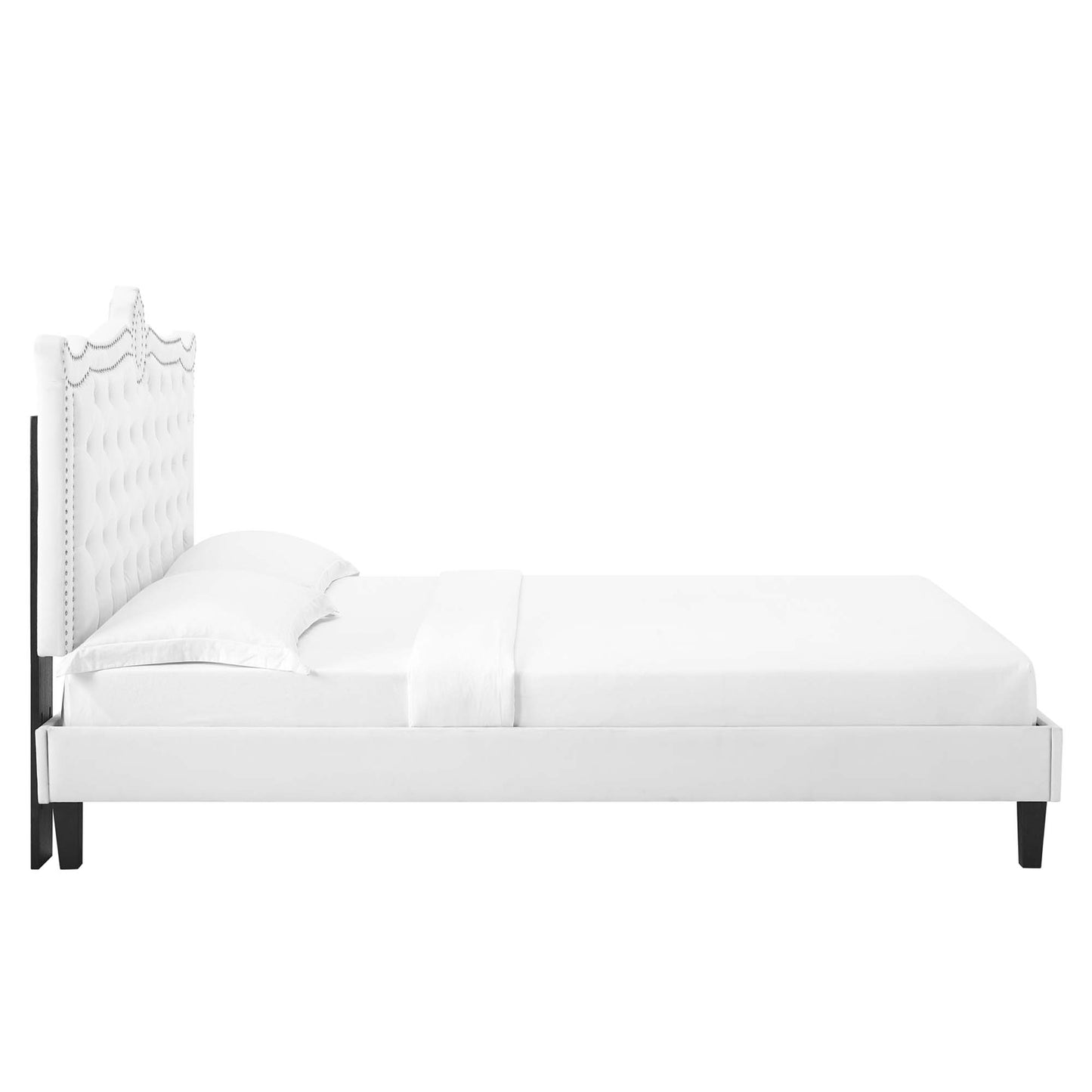 Cama Queen con plataforma de terciopelo Clara Performance de Modway