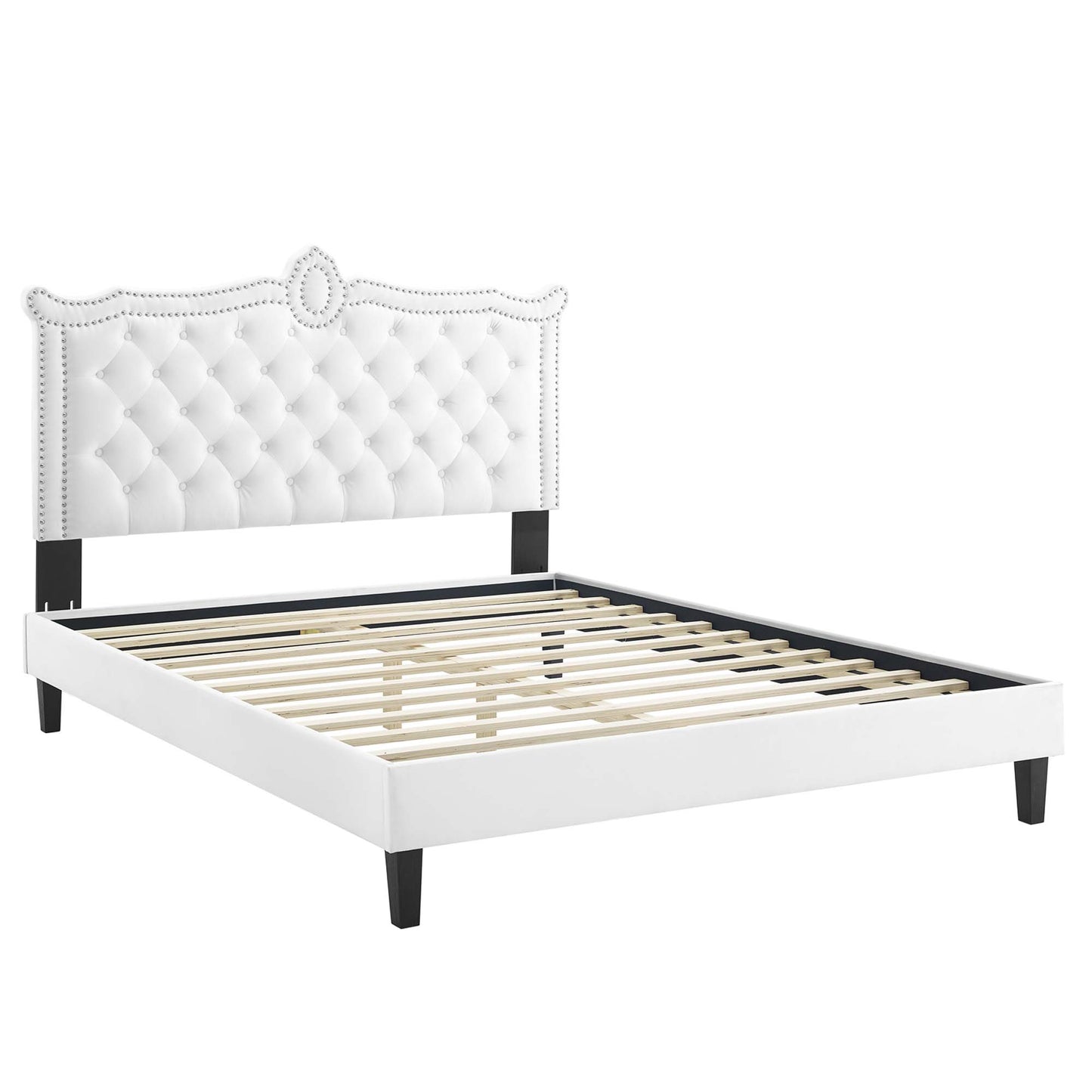 Cama Queen con plataforma de terciopelo Clara Performance de Modway