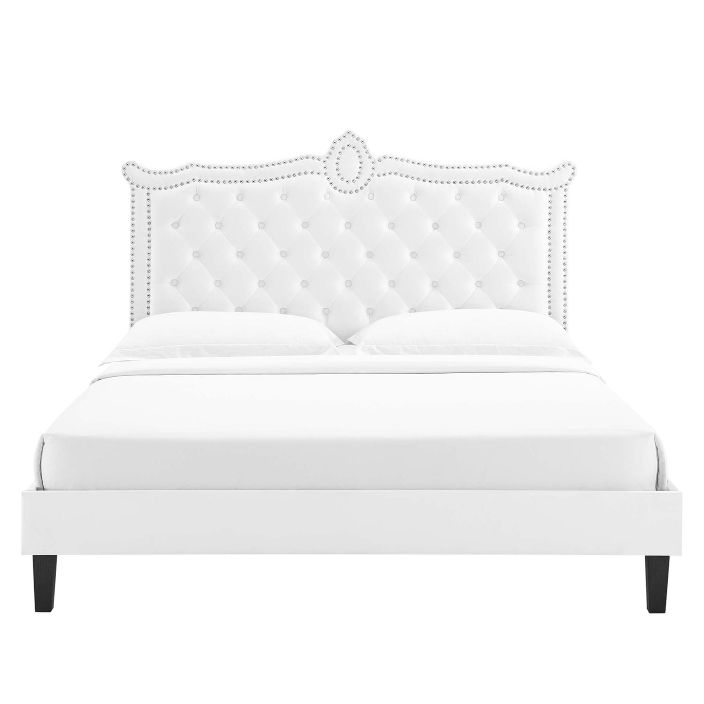 Cama Queen con plataforma de terciopelo Clara Performance de Modway