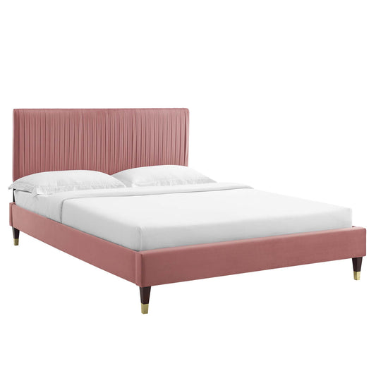 Peyton Performance Velvet Queen Platform Bed