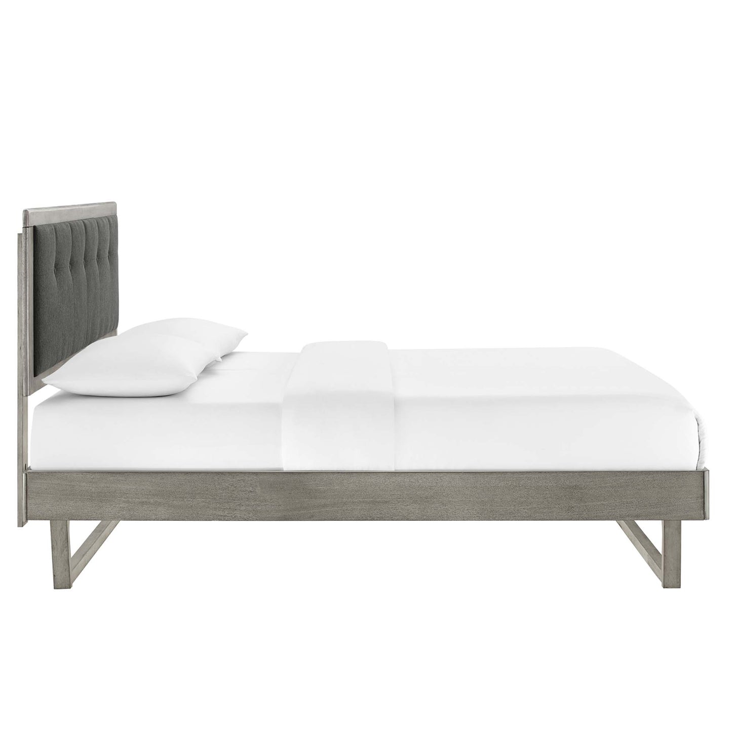 Willow Wood Full Platform Bed With Angular Frame