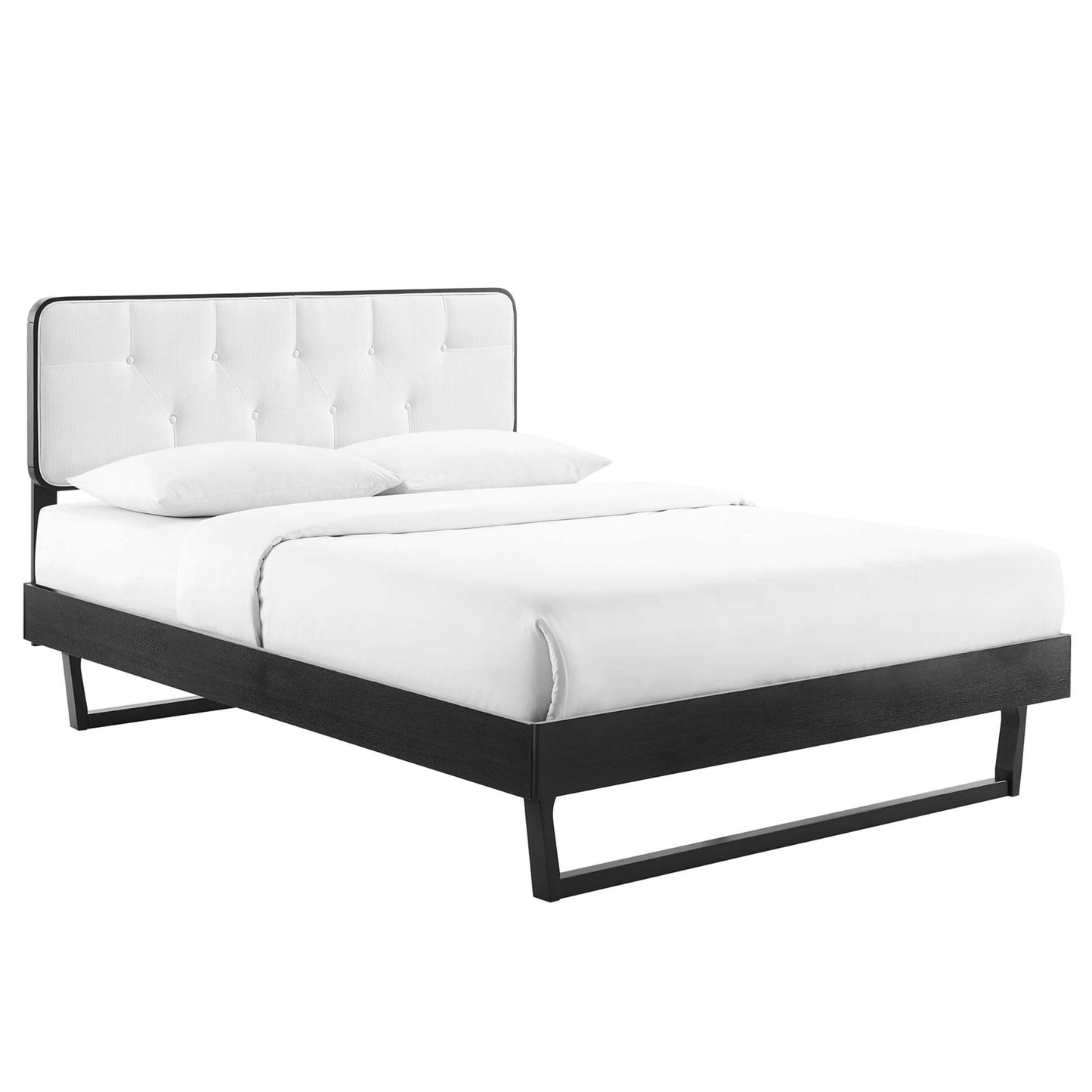 Bridgette Wood Full Platform Bed With Angular Frame